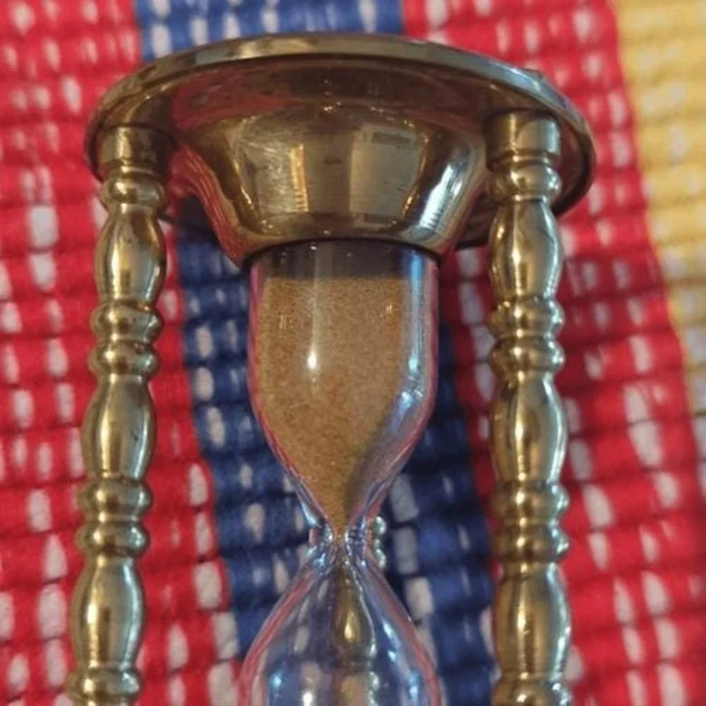 Vintage‎ Gold Tone metal hourglass timer